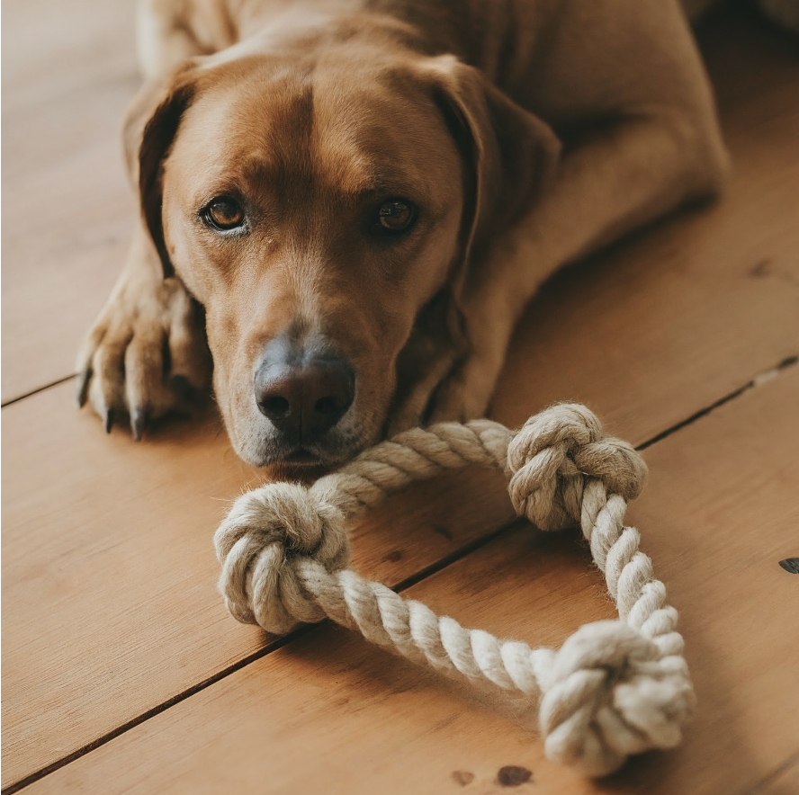 Ekologiczna zabawka dla psa wykonana z plecionej liny jutowej